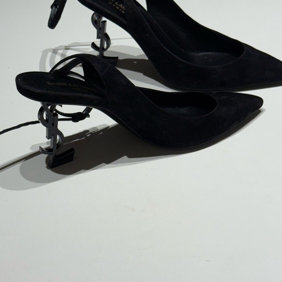 Saint Laurent Black Pointed Slingback Heels - Picture 4 of 10